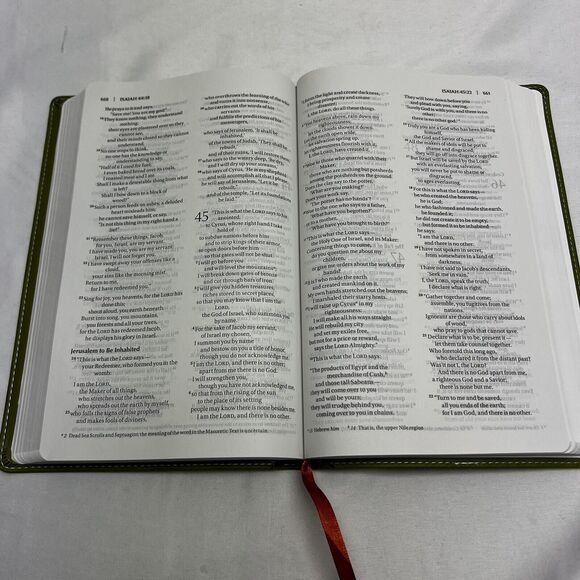 Zondervan NIV Thinline Bible Italian Two Tone Green Leather Geometric Design - Picture 9 of 13